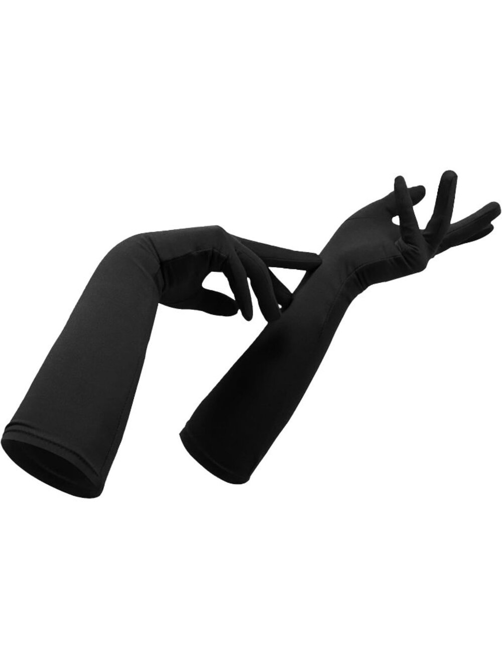 Women's Black Cosplay Halloween Costume Spandex Stretch Mid-Length Gloves